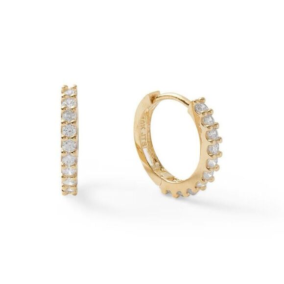 ✨Banger Cubic Zirconia Huggie Hoop Earrings in 10K Solid Gold✨ - Picture 4 of 9
